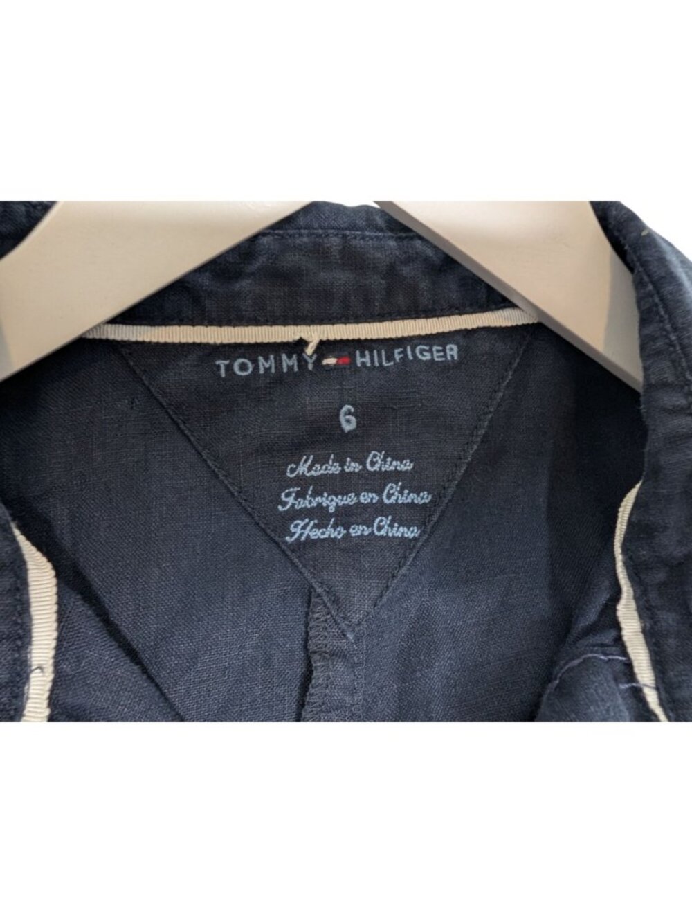 Tommy Hilfiger Linen Womens Navy Sleeveless Midi Dress Button Front & Collar Siz - Picture 4 of 14